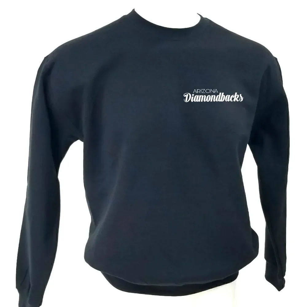 ARIZONA DIAMONDBACKS Double Script Retro Logo Black Pullover Crewneck Sweatshirt - Picture 2 of 5
